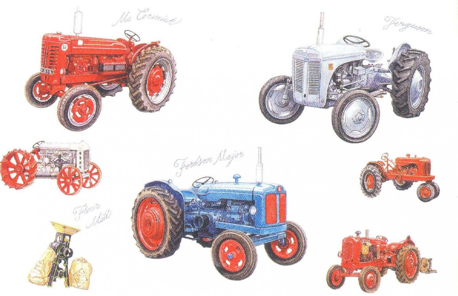 Rectangular Fridge Magnet - Tractors