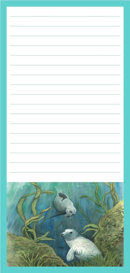 Magnetic Shopping List Pad - Grey Seals