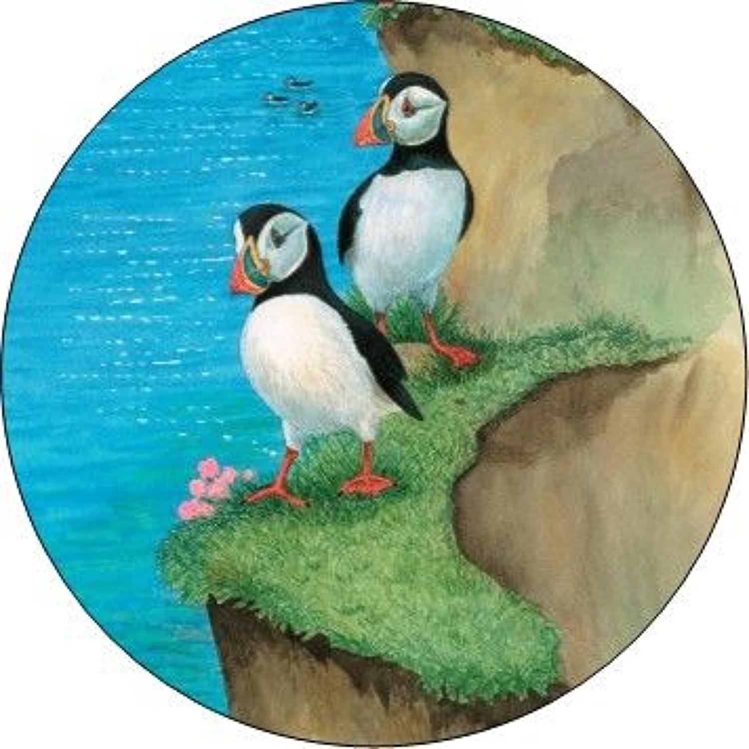 Compact Pocket Mirror - Puffins